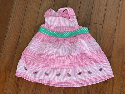 New Gymboree Girls Pink Green White Striped Watermelon Dress Size 0-3 months - Image 1 of 4