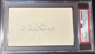 WILLIE STARGELL SIGNED INDEX CARD ENCAPSULATED PSA PITTSBURGH PIRATES MLB BALL - Image 1 of 3