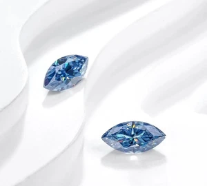 1 Carat Blue Marquise Lab Grown Diamond VVS1 Loose Gemstone 10x5mm - Picture 1 of 5