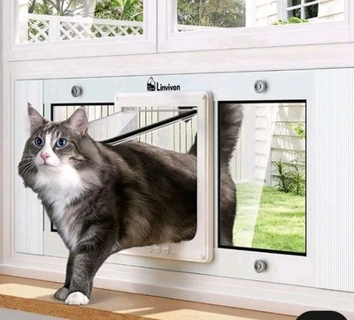 🦊Puerta para gato para tu ventana 27"-32" ajustable~magnética~bloqueo~inserto para mascotas #R015 Foto 1 de 4