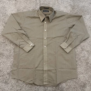 David Taylor Button Up Dress Shirt Men’s 16.5 32/33 Beige Striped Full Cut - Picture 1 of 8