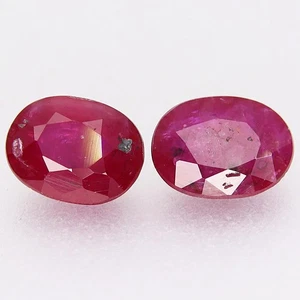 Pair 2pcs/0.47ct t.w 4x3.1mm Oval Natural Heated Red Ruby, Madagascar - Picture 1 of 4