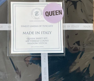 TESSITURA TOSCANA TELERIE~QUEEN SHEET SET~600tc/COTTON Sateen~BLACK~ITALY~NWT~ - Picture 1 of 5