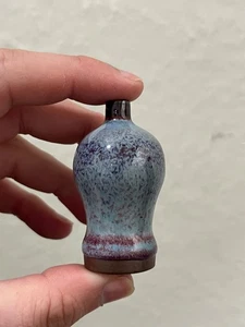 Chinesische antike Porzellan Vase Qing Dynastie 19. Jahrhundert Jun Ware Miniatur - Bild 1 von 17