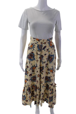 Falda ALC Mujer Cremallera Lateral Estampado Floral Larga Línea A Beige Multi Algodón Talla 0 Foto 1 de 4