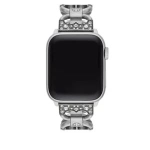 Tory Burch Stainless Steel and Crystal Double T-Link Apple Watch Bracelet - Picture 1 of 8