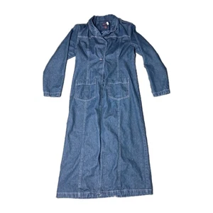 Denim & Co Vintage Blue Jean Duster Coat Women Western Ranch Jacket Trenchcoat - Picture 1 of 15