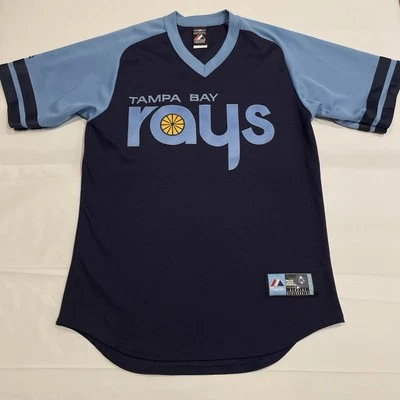 Majestic Tampa Bay Rays TBTC Turn Back The Clock Throwback MLB Jersey Blue M - Image 1 of 4