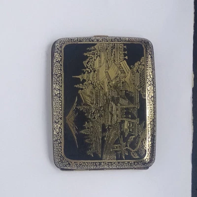 Estuche de cigarrillos japonés Komsi años 30 hierro dorado Foto 1 de 4