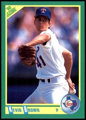 凯文·布朗 1990 年得分 #210 德克萨斯游骑兵队 美国职棒大联盟 阅读 免运费 亲笔签名 Den — 第 1/2 张图片