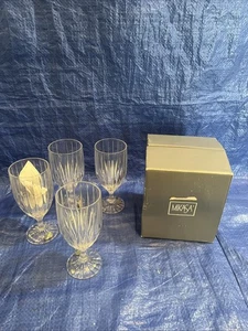 Set of 4 Mikasa Park lane Clear Crystal Iced Tea water Goblets in Original Box - Picture 1 of 4