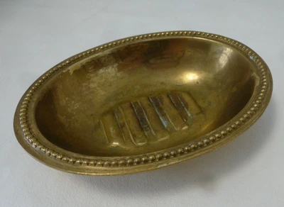 JABONERA DE LATÓN VINTAGE Mid Century borde con cuentas baño cocina Foto 1 de 4