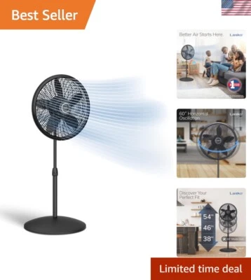 Портативный 18-дюймовый колебательный вентилятор с регулируемой высотой и 3 вариантами скорости охлаждения - Изображение 1 из 4