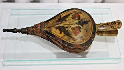 ARTE POPULAR AMERICANO DE PRINCIPIOS DEL SIGLO XIX, NUEVO ENG. FUELLE PRMTV ANTIGUO HND PNTD WD/LTHR Foto 1 de 4