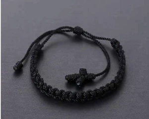 New Black Braided Adjustable String Lucky Bracelet, Friendship Valentines Gift - Picture 1 of 6