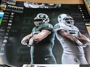 Póster de fútbol americano de los Michigan State Spartans 2017 MSU Dantonio Go verde - Imagen 1 de 1