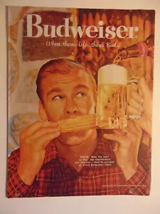 1960 BUDWEISER Man Corn on Cob Beer Mug vintage print ad - Picture 1 of 1