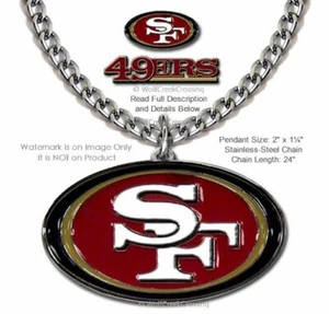 LARGE SAN FRANCISCO 49ERS NECKLACE Stainless Steel Chain NFL Football Dad Son' - Picture 1 of 16