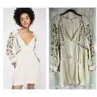 Free People All My Life Mini Dress Tunic Size Medium Ivory  Embroidered READ