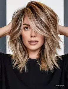 Highlights Ash Brown Ash Blond Short Wave 13x4 Lace Front Remy Human Hair Wigs - Picture 1 of 6