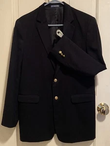 Izod Boy’s Navy Blue Blazer 8% Wool Fully Lined Year Round Brass Buttons Size 20 - Picture 1 of 8