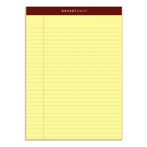 TOPS Docket Ruled Perforated Pads, 8 1/2 x 11 3/4, Canary, 50 Sheets, Dozen - Picture 1 of 4