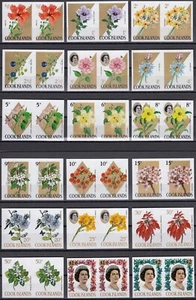 COOK ISLANDS 1967-71 Flowers, IMPERFORATE Set of 18 Pairs MNH - Picture 1 of 1