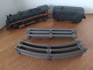Vintage 2 piezas Locomotora Lionel O27 249 Carbón Coche y Pista Tren Eléctrico Negro - Imagen 1 de 8