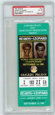 1990 BOXING FULL TICKET PSA 8 SUGAR RAY LEONARD VS THOMAS HEARNS RARE VINTAGE - Image 1 of 2