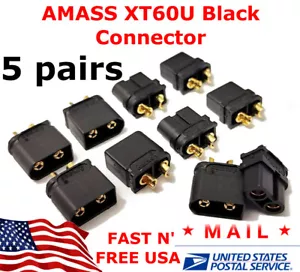 5 pairs AMASS XT60U XT60 Upgrade Plug Connector With 3.5mm Gold Plated 30A RC - Picture 1 of 9