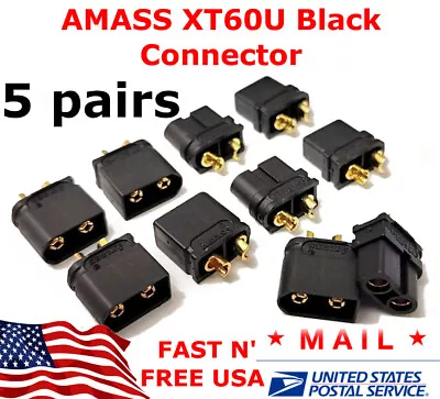 5 pairs AMASS XT60U XT60 Upgrade Plug Connector With 3.5mm Gold Plated 30A RC - Image 1 of 4