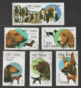 1989 Vietnam 6 Stamps Dogs Collection Cto Never Hinged - Picture 1 of 1