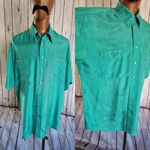 Arpino SHIRT Aquamarine Floaty Sil -Large- Vintage Oversize 80s 90s Boho CV09 - Picture 1 of 12