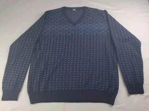 Montechiaro Sweater Mens Extra Large 56 Wool Blend V Neck Geometric Textured  - Picture 1 of 13
