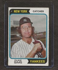 1974 OPC O-Pee-Chee #398 Duke Sims, New York Yankees, VG-EX, Tough!