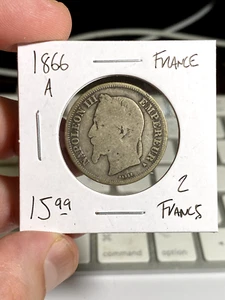 1866 A France 2 Francs - Picture 1 of 2