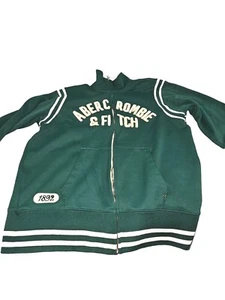 Abercrombie & Fitch Track Jacket Uomo XL Verde Zip Ricamo Feltro Pesante - Foto 1 di 8