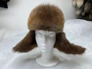 USA NATURAL MUSKRAT 23 INCHES FUR RUSSIAN HAT UNISEX WARM LUXURY FREE SHIPPING - Picture 1 of 10