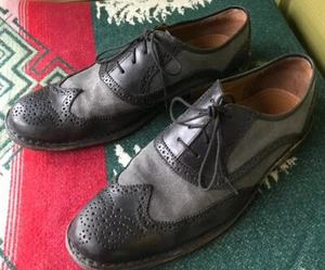 Sebago schwarz grau Flügelspitze elegante Schuhe Canvas Leder 11,5 M - Bild 1 von 9