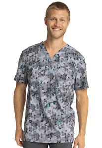 Abstract Ways Cherokee Scrubs Infinity Mens V Neck Top CK902 ABWY - Picture 1 of 6