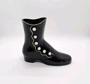 Vintage schwarz Metall viktorianischer Stil Hexen Stiefel Blumenvase Dekor - Bild 1 von 7