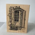 Spring In Provence Rubber Stamp 601H Serendipity Shutters Window Bricks Plants