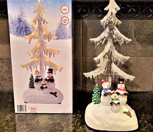 HOLIDAY TIME CHRISTMAS VILLAGE HOUSE - LED LIGHT-UP ACRYLIC TREE W/ CAROLERS - Picture 1 of 4