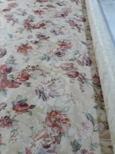 Floral Roses Upholstery fabric material Antiques by the metre Dark Orange RED - Picture 1 of 13