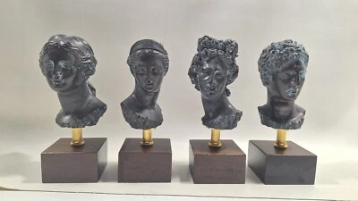 A. GIANNELLI Bronze Busts Italy  Artemis Apollo Aphrodite Hermes Olympian  Set - Image 1 of 4