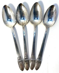 1847 Rogers Bros 4 Spoons Silverware Flatware First Love IS Silverplated 6- 1/8” - Picture 1 of 7