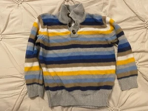 Toughskins Boys M 5 6 Sweater Half Button Henley Striped Gray Yellow Beige Blue - Picture 1 of 3