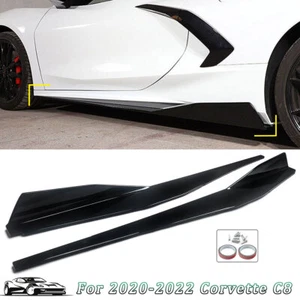For Corvette C8 Z51 2020-2025 Side Skirts Extension Lip 2X 5VM Style Gloss Black - Picture 1 of 12