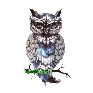 1 x temporary tattoo sticker sheet small owl bird body art fancy dress ladies - Picture 1 of 2