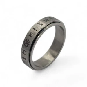 Anello antistress. Anello girevole con rune argento anello ansia girevole - Foto 1 di 21